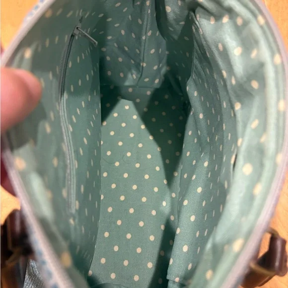 Harris Tweed Scotland wool small satchel bag turquoise blue - Picture 4 of 7